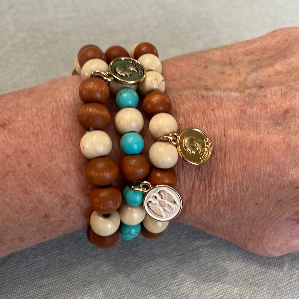 Wooden Stretch Charm Bracelet Set